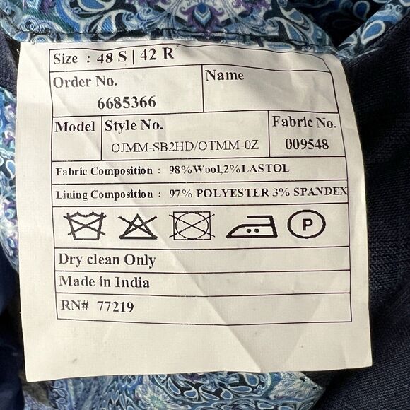 "JOE" JOSEPH ABBOUD 42R Blue Glen Plaid Wool Stretch Sport Coat Jacket - Picture 6 of 6